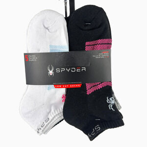 NWT Spyder Women Visible Tech Half Cushion Low-Cut Socks 5 Pair Black White Gray